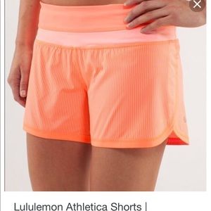 NWOT Lululemon coral running shorts
